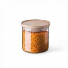 Pojemnik na żywność szklany 0,5 l z uszczelką, wieczko drewniane KLC