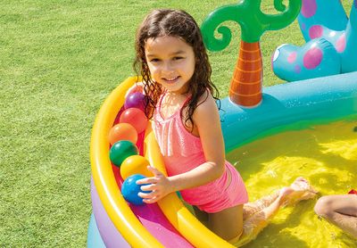 Piscina Intex® 57135, centru de joaca Dinoland, copii, gonflabil, 3,02x2,29x1,12 m - VANZARE