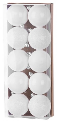 MagicHome karácsonyi labdák, 10 db, fehér, karácsonyfához, 6 cm
