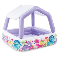Piscină gonflabilă pentru copii cu acoperiș violet INTEX 57470-DINO