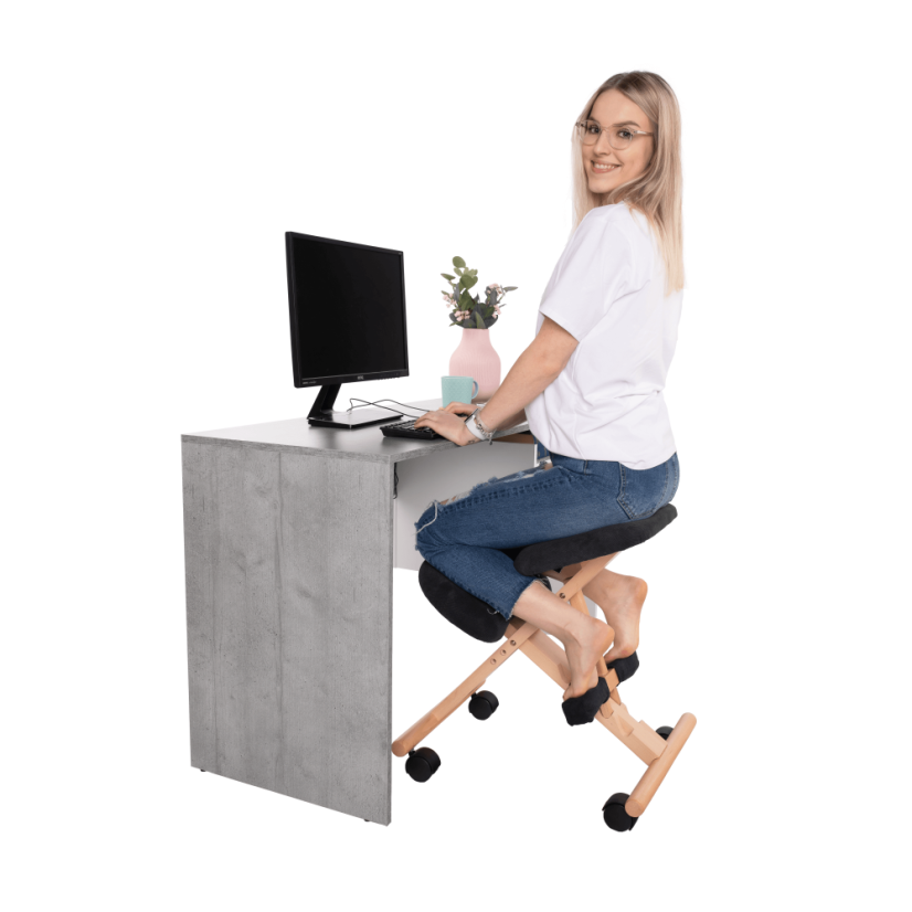 Ergonomska stolica za klečanje, crna/bukva, GROCO