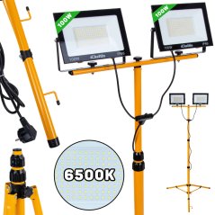 Reflector LED 2x100W cu suport telescopic, alb rece 6500K, KELTIN