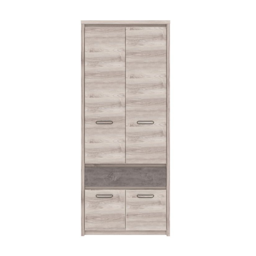 Kleiderschrank 4D1S, Nairobi Kastanie/Onyx, JESI NEU