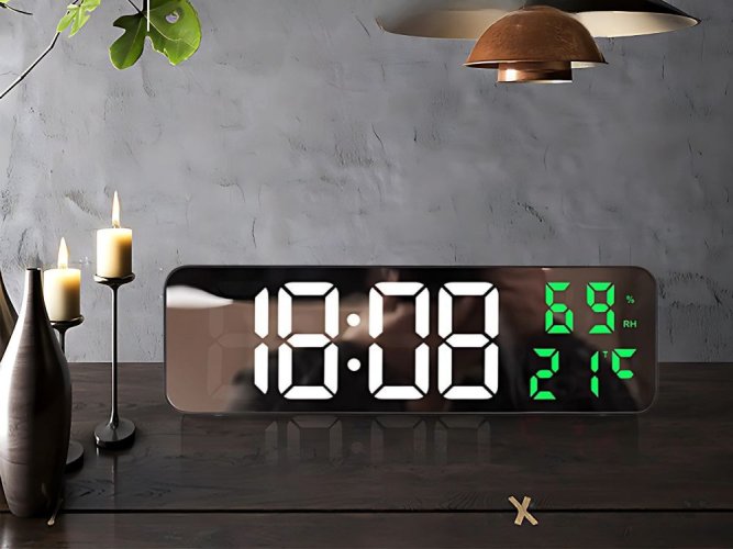 Elektronické hodiny digitálne led budík teplomer zrkadlo stojace usb batérie