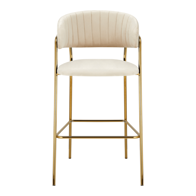 Designer Barhocker, beige Samtstoff/goldchrom, DASMIN TYP 2