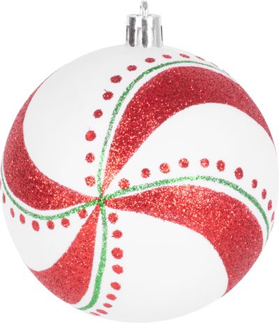 Gule MagicHome Vianoce, 14 ks, červeno-biele, s dekoráciou, na vianočný stromček, 8 cm - AKCIA
