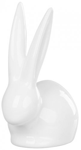 Dekorace MagicHome, Zajíček s dlouhýma ušima, bílý, porcelán, 10,1x6,5x13,1 cm